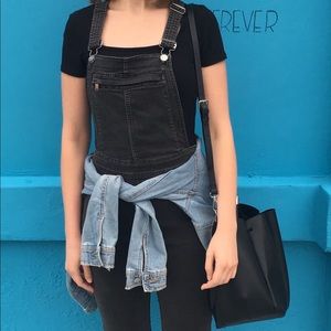 H&M Divided Black Skinny Jean Denim Overalls